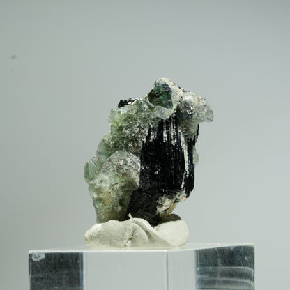Phantom Fluorit Würfel, Schörl Turmalin, Muskovit Stufe Erongo, Namibia 32*19*16mm #13686