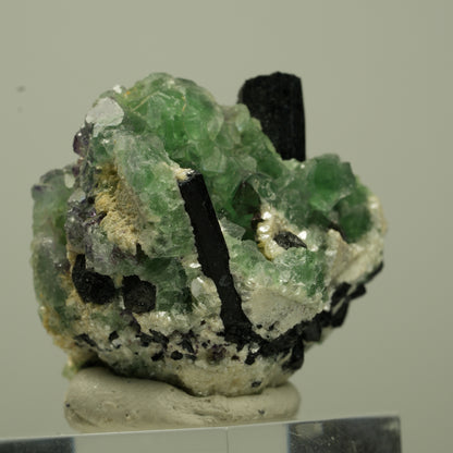 Phantom Fluorit Würfel, Schörl Turmalin, Muskovit Erongo, Namibia 37*36*26mm #13696