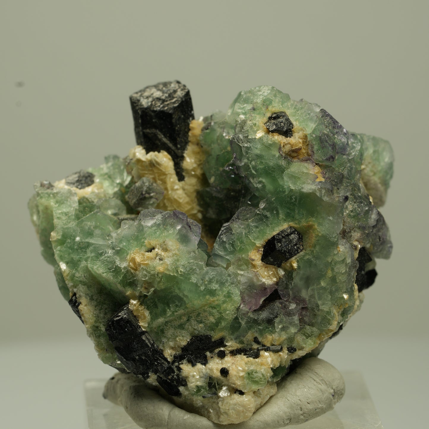 Phantom Fluorit Würfel, Schörl Turmalin, Muskovit Erongo, Namibia 37*36*26mm #13696