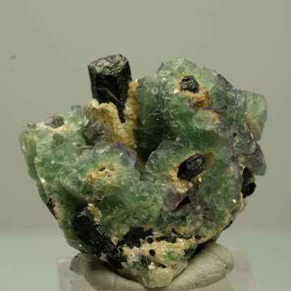 Phantom Fluorit Würfel, Schörl Turmalin, Muskovit Erongo, Namibia 37*36*26mm #13696