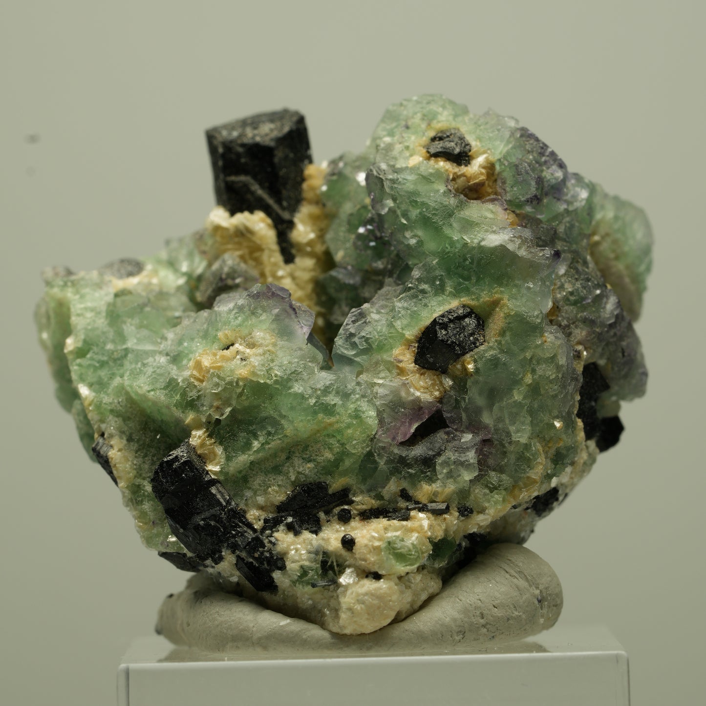 Phantom Fluorit Würfel, Schörl Turmalin, Muskovit Erongo, Namibia 37*36*26mm #13696