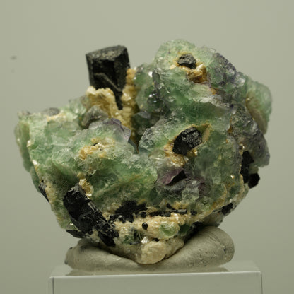 Phantom Fluorit Würfel, Schörl Turmalin, Muskovit Erongo, Namibia 37*36*26mm #13696