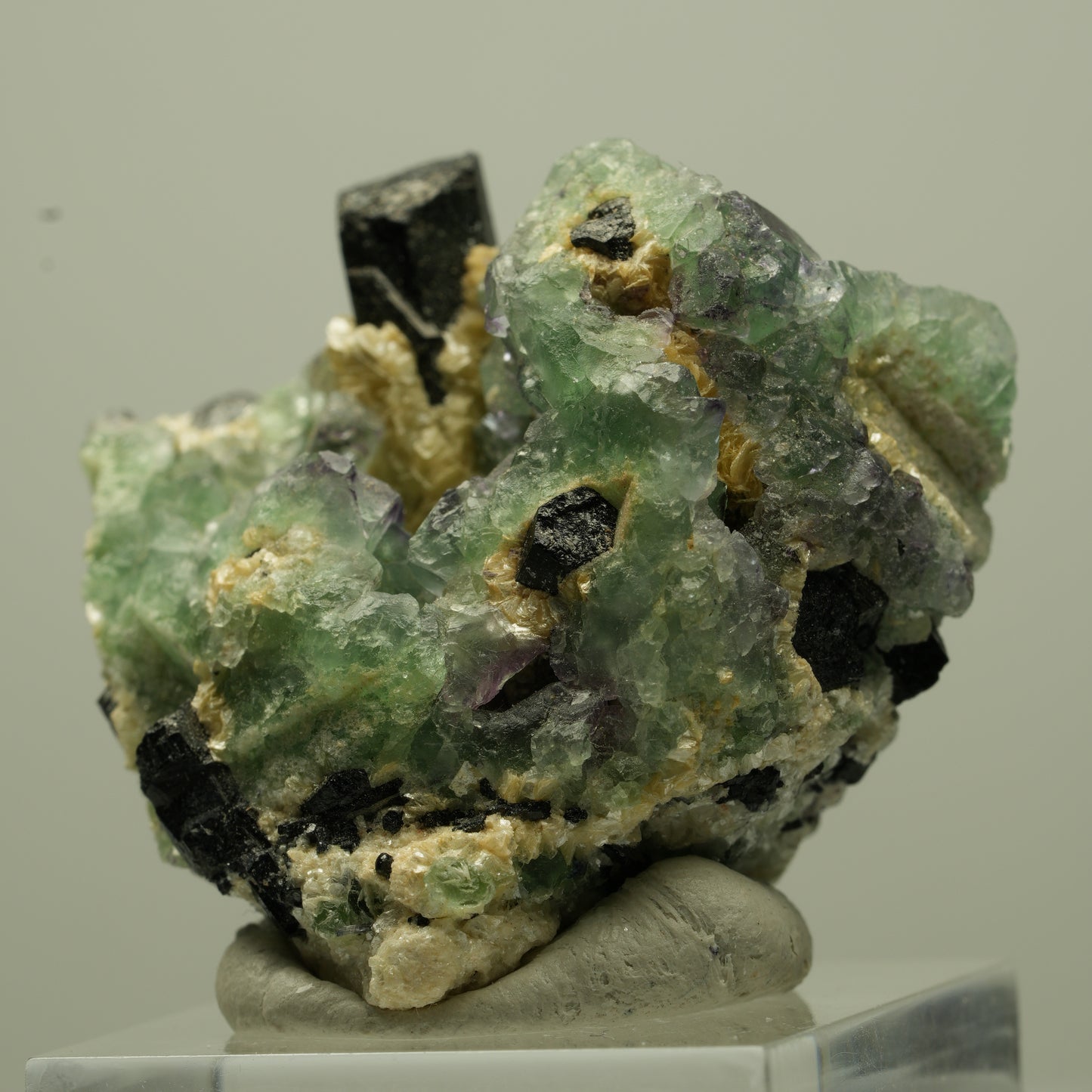 Phantom Fluorit Würfel, Schörl Turmalin, Muskovit Erongo, Namibia 37*36*26mm #13696