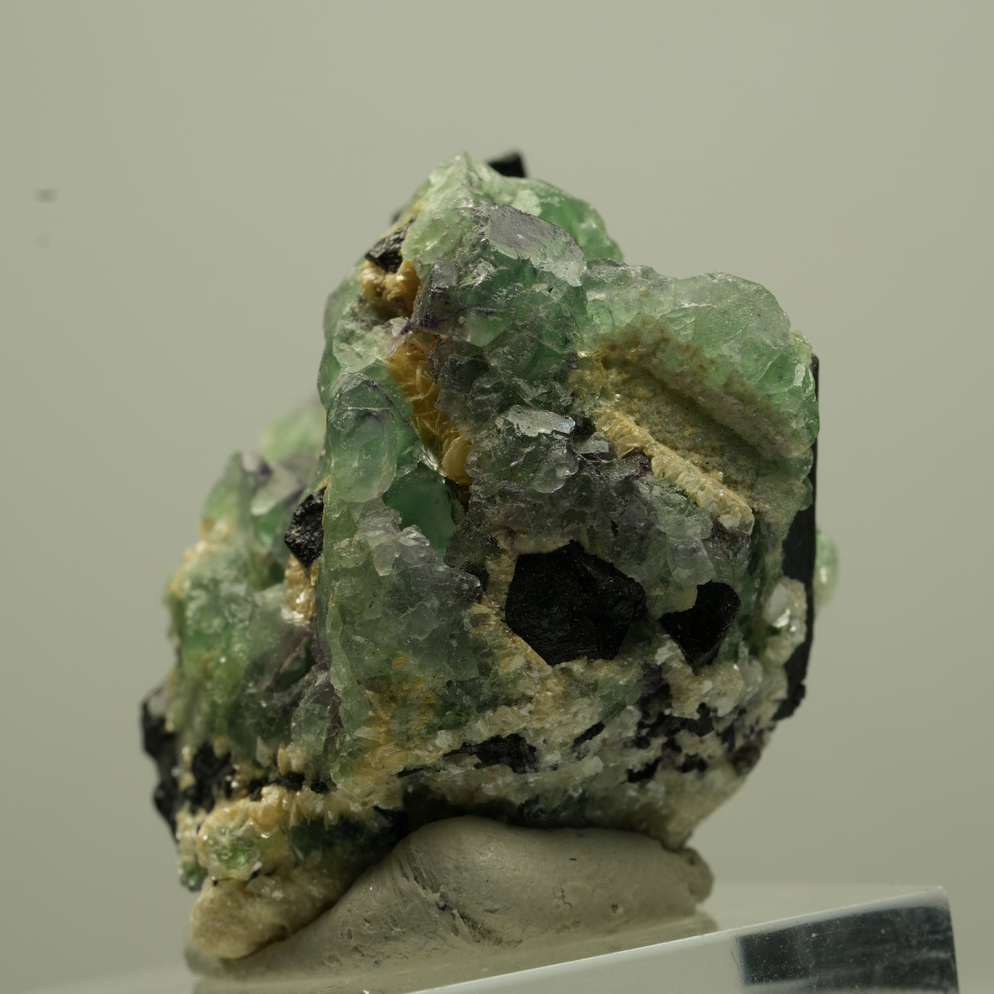 Phantom Fluorit Würfel, Schörl Turmalin, Muskovit Erongo, Namibia 37*36*26mm #13696