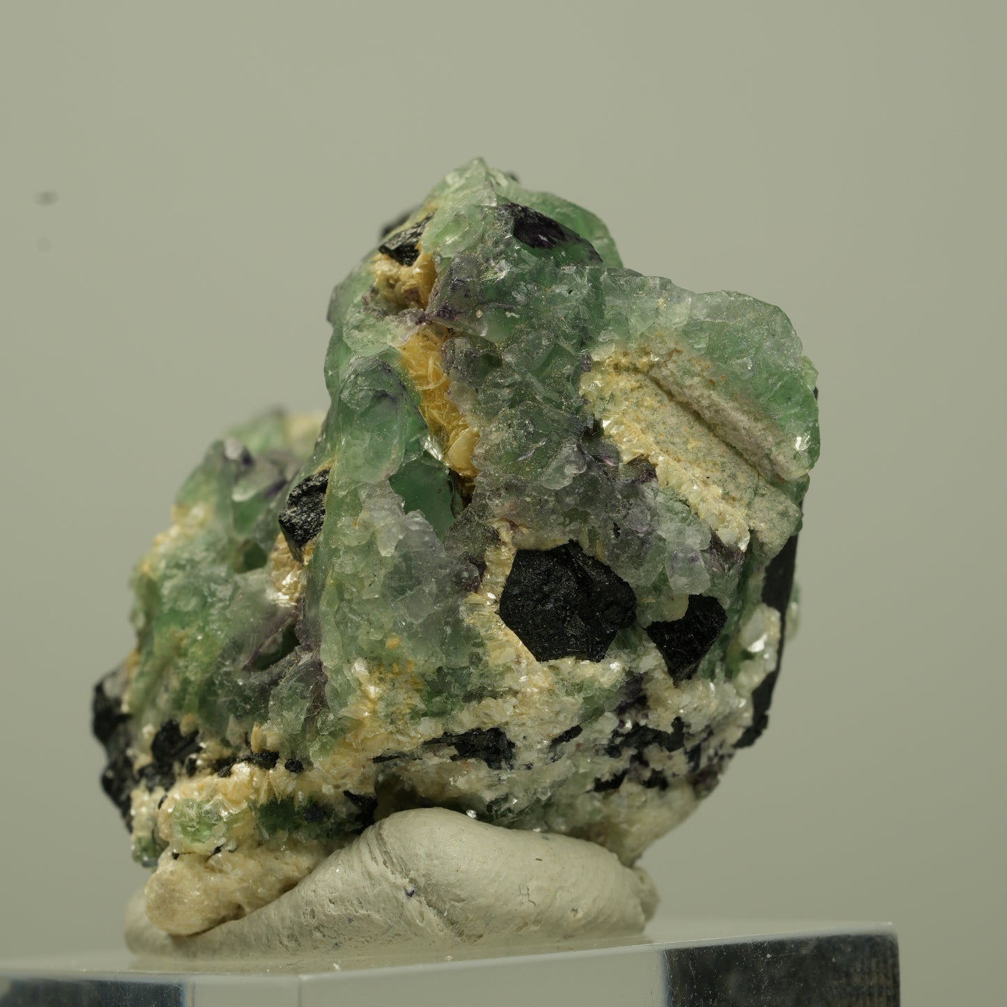 Phantom Fluorit Würfel, Schörl Turmalin, Muskovit Erongo, Namibia 37*36*26mm #13696