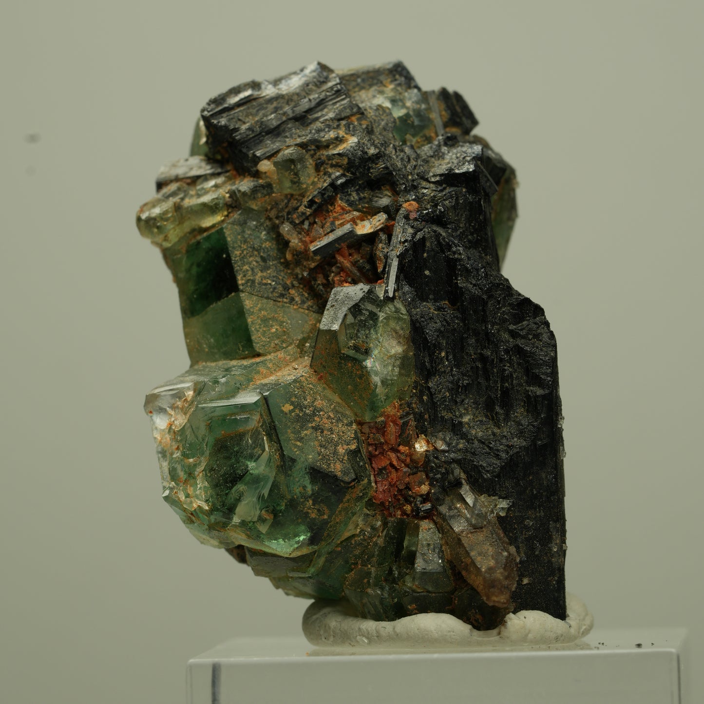 Phantom Fluorit hexagonal, Schörl Turmalin Stufe Erongo, Namibia 41*25*23mm #13697
