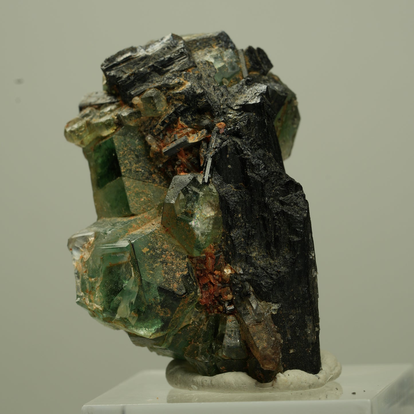 Phantom Fluorit hexagonal, Schörl Turmalin Stufe Erongo, Namibia 41*25*23mm #13697