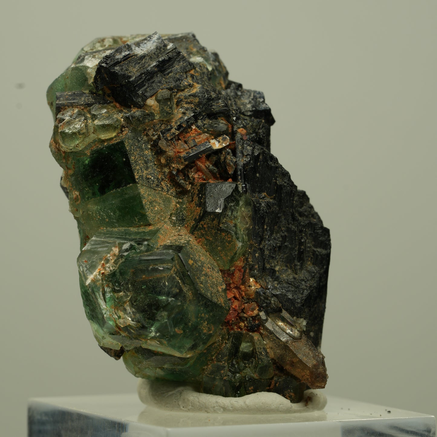Phantom Fluorit hexagonal, Schörl Turmalin Stufe Erongo, Namibia 41*25*23mm #13697
