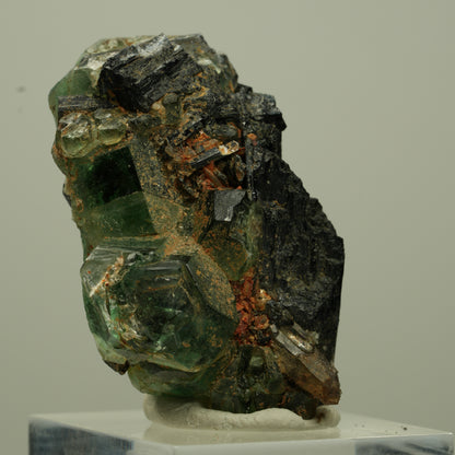 Phantom Fluorit hexagonal, Schörl Turmalin Stufe Erongo, Namibia 41*25*23mm #13697