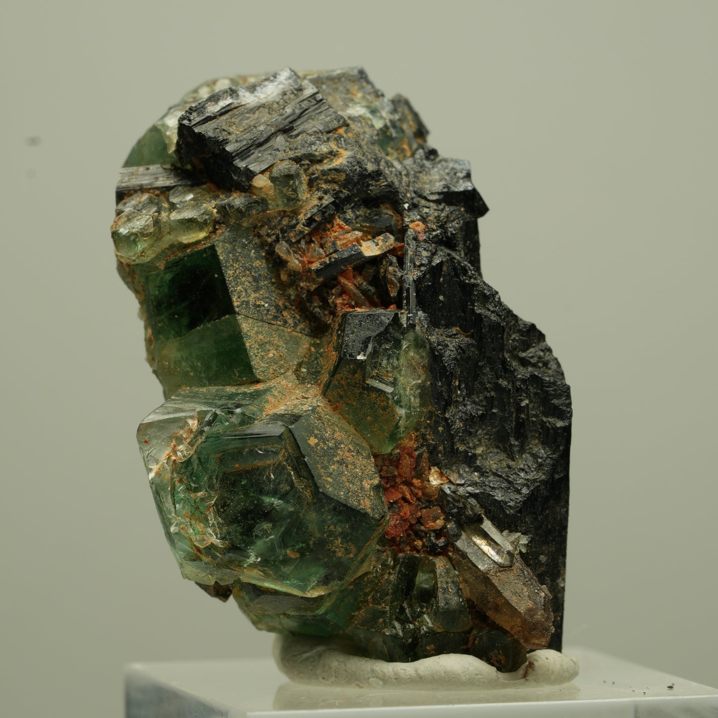 Phantom Fluorit hexagonal, Schörl Turmalin Stufe Erongo, Namibia 41*25*23mm #13697