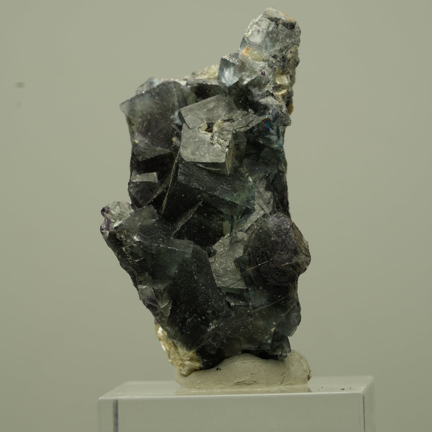 Bunte Phantom Fluorit, Schörl Turmalin, Hyalit Opal, Muskovit Erongo, Namibia 44*26*23mm #13698