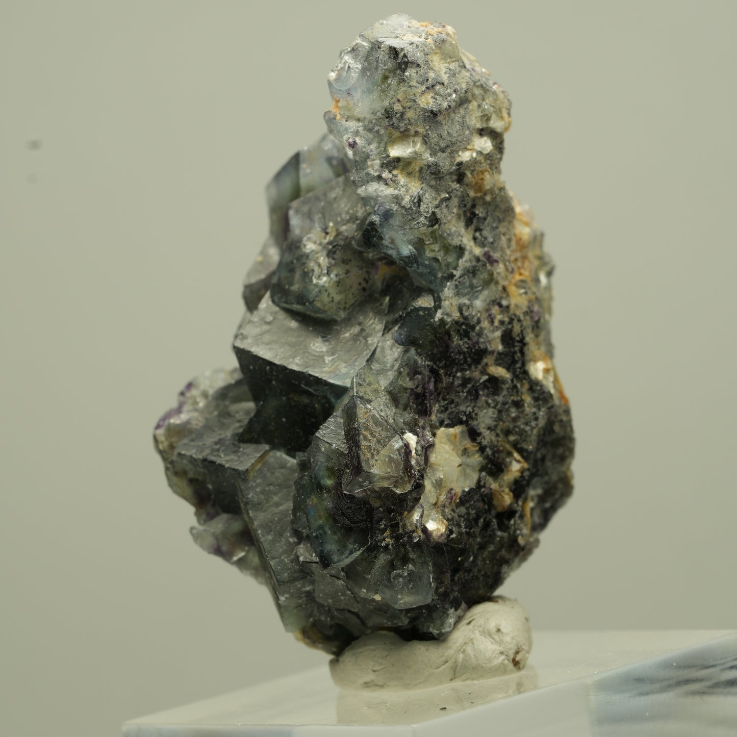 Bunte Phantom Fluorit, Schörl Turmalin, Hyalit Opal, Muskovit Erongo, Namibia 44*26*23mm #13698