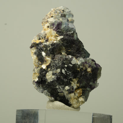 Bunte Phantom Fluorit, Schörl Turmalin, Hyalit Opal, Muskovit Erongo, Namibia 44*26*23mm #13698