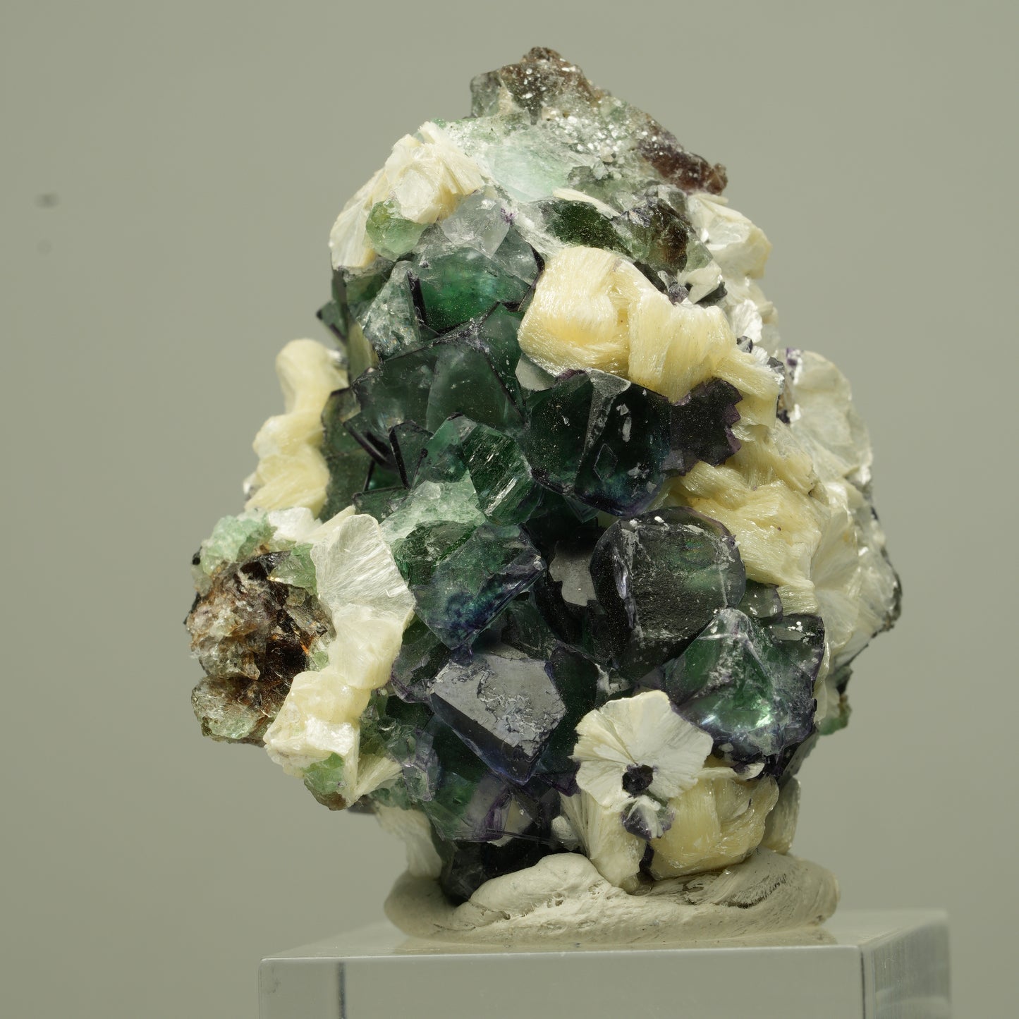 Phantom Fluorit Würfel, Schörl Turmalin, Muskovit Erongo, Namibia 45*32*29mm #13699