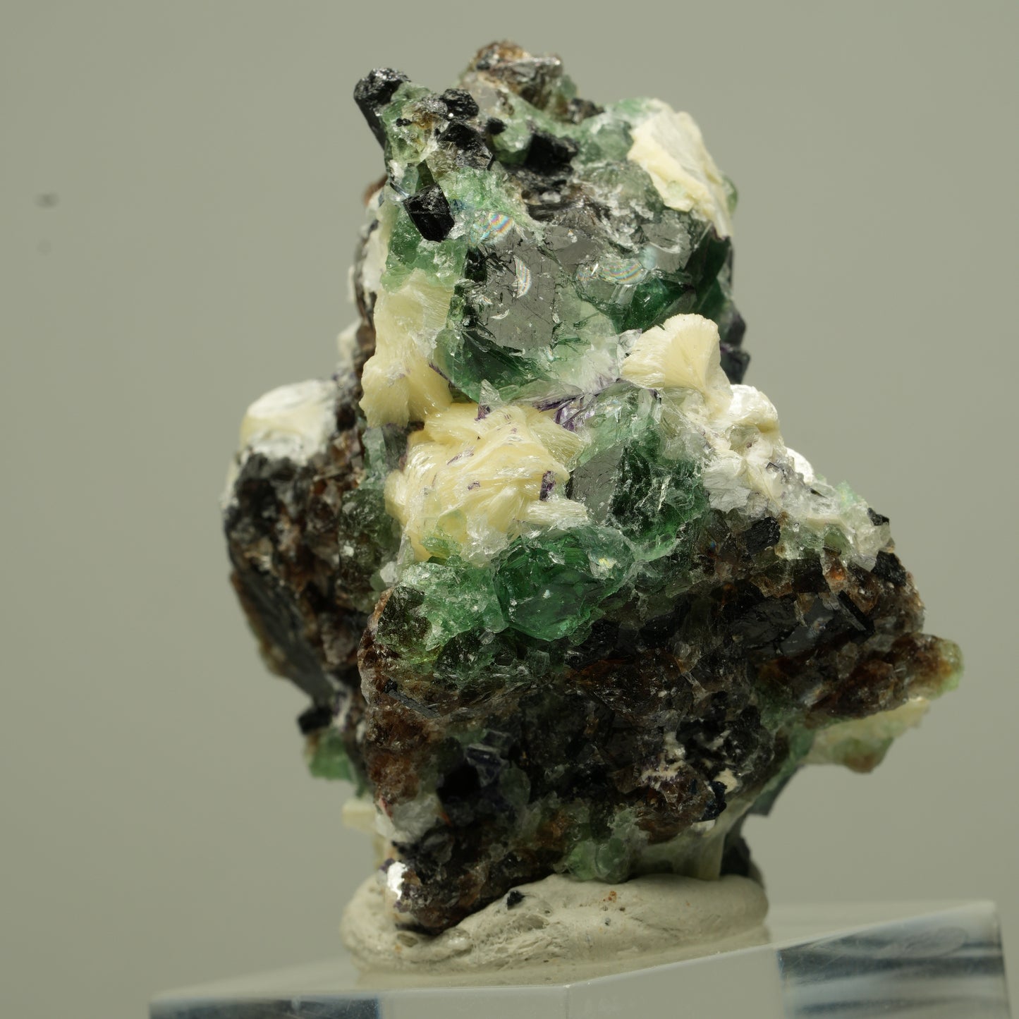 Phantom Fluorit Würfel, Schörl Turmalin, Muskovit Erongo, Namibia 45*32*29mm #13699