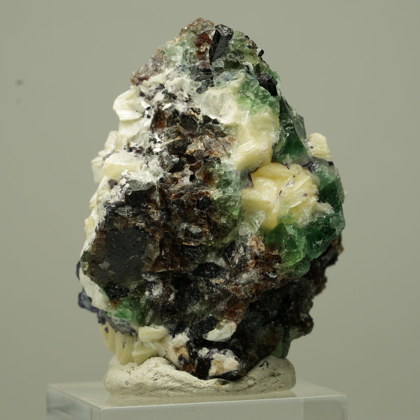 Phantom Fluorit Würfel, Schörl Turmalin, Muskovit Erongo, Namibia 45*32*29mm #13699