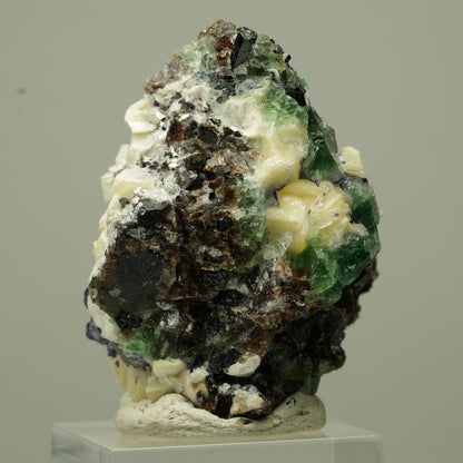 Phantom Fluorit Würfel, Schörl Turmalin, Muskovit Erongo, Namibia 45*32*29mm #13699