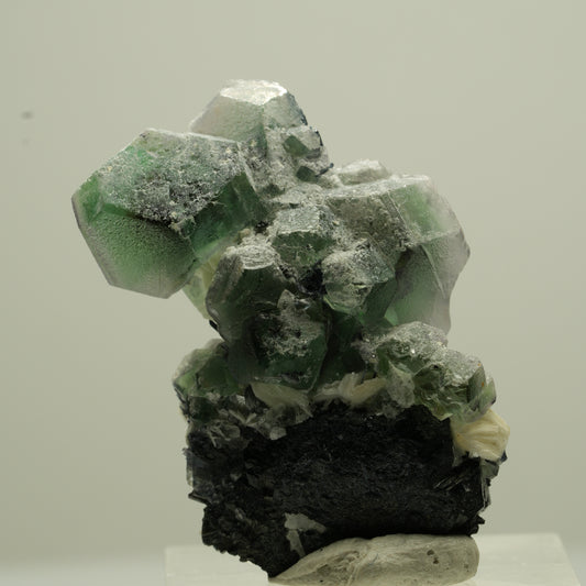 Phantom Fluorit hexagonal, Schörl Turmalin, Muskovit Erongo, Namibia 37*27*14mm #13700