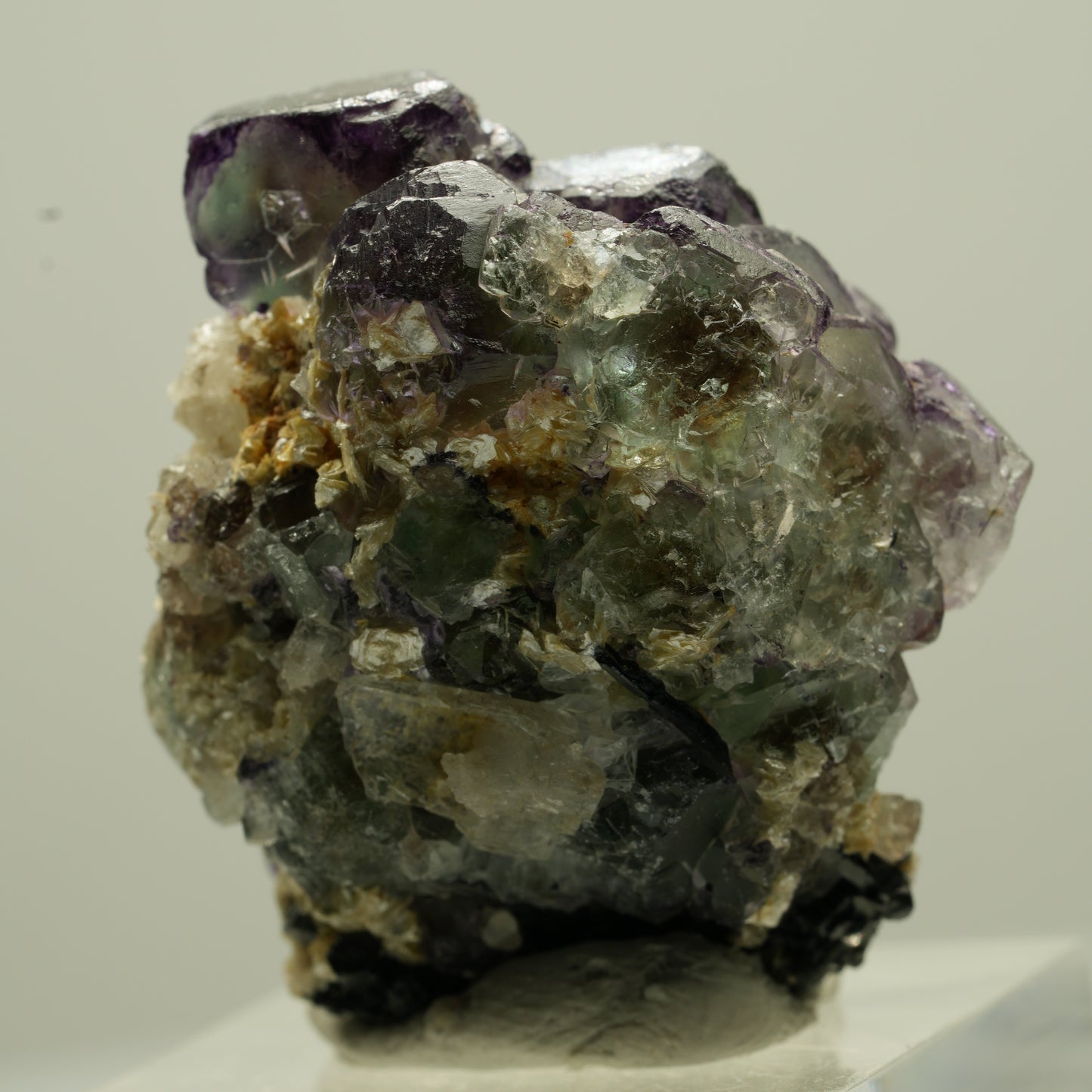 Phantom Fluorit, Schörl Turmalin, Muskovit, Rauchquarz Erongo, Namibia 34*29*20mm #13701