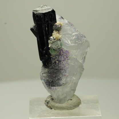 Phantom Fluorit Würfel, Schörl Turmalin, Muskovit Erongo, Namibia 44*21*14mm #13703