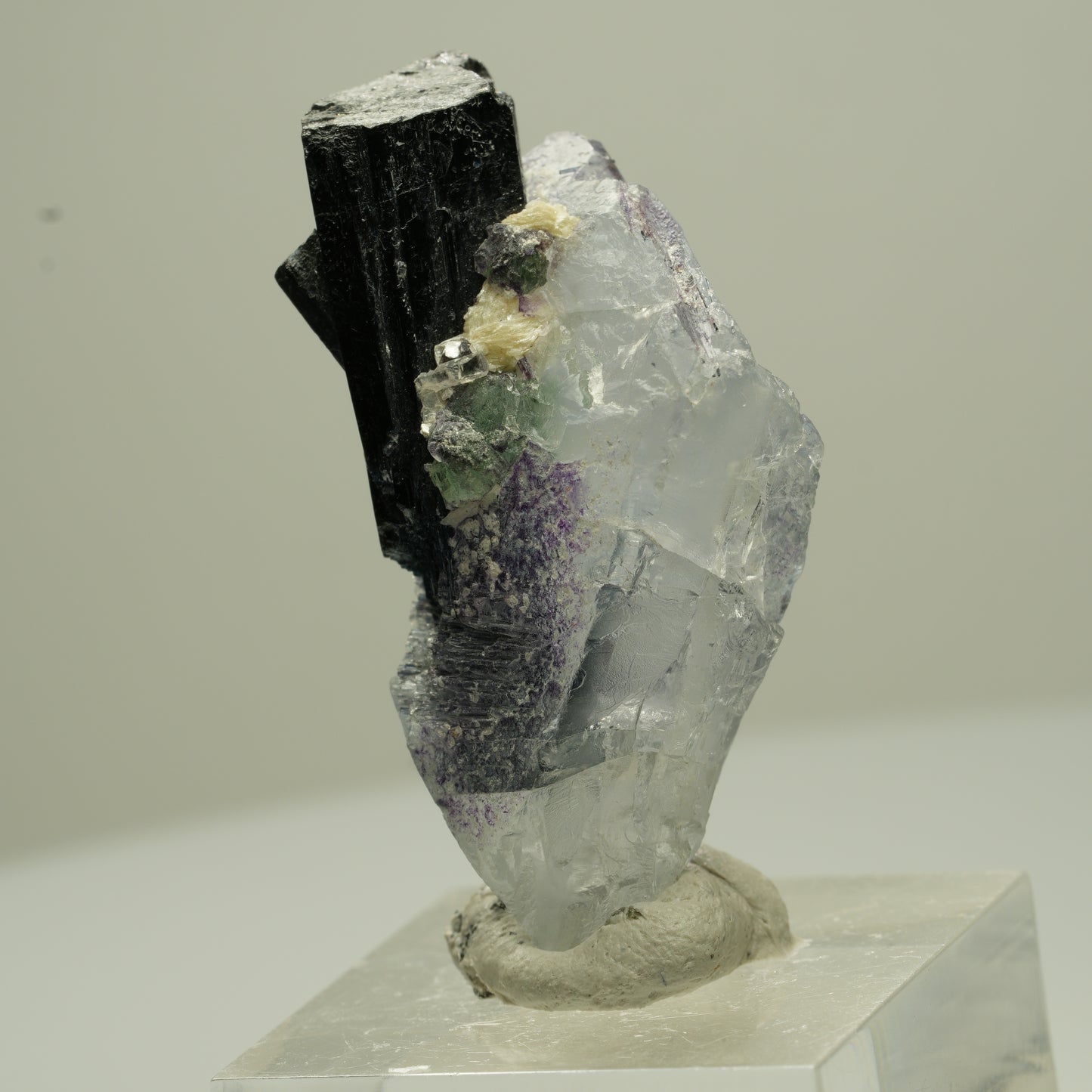 Phantom Fluorit Würfel, Schörl Turmalin, Muskovit Erongo, Namibia 44*21*14mm #13703