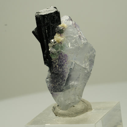 Phantom Fluorit Würfel, Schörl Turmalin, Muskovit Erongo, Namibia 44*21*14mm #13703