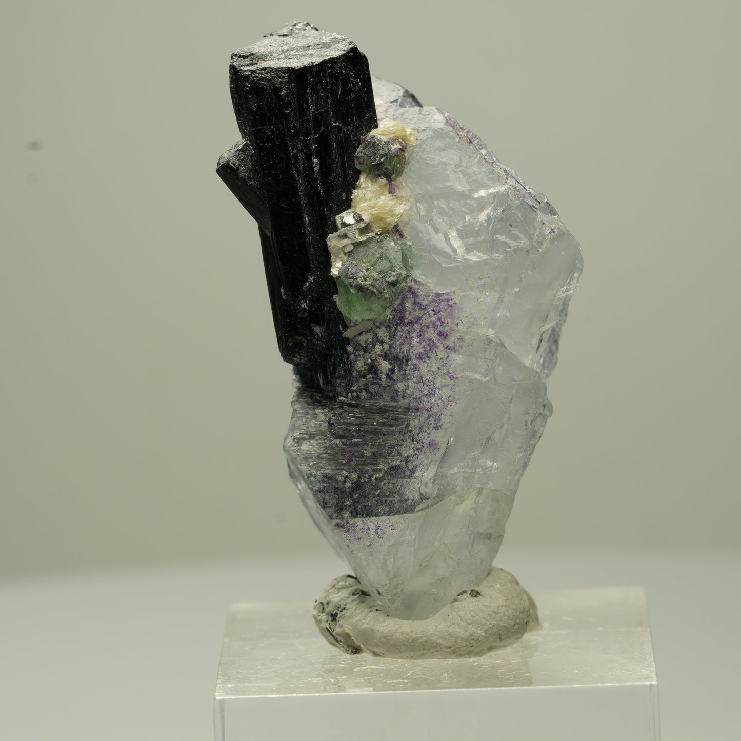 Phantom Fluorit Würfel, Schörl Turmalin, Muskovit Erongo, Namibia 44*21*14mm #13703