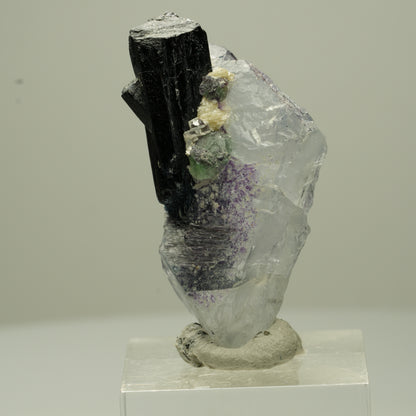 Phantom Fluorit Würfel, Schörl Turmalin, Muskovit Erongo, Namibia 44*21*14mm #13703