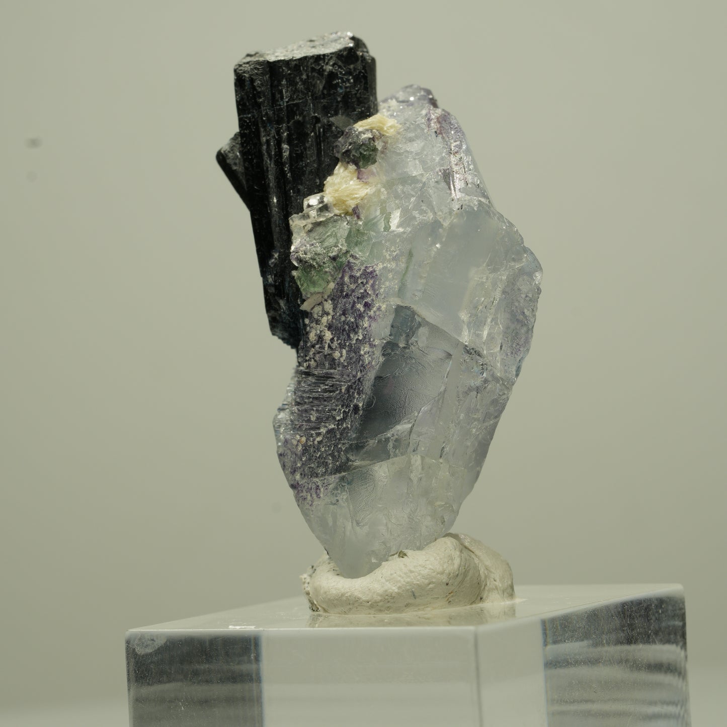 Phantom Fluorit Würfel, Schörl Turmalin, Muskovit Erongo, Namibia 44*21*14mm #13703