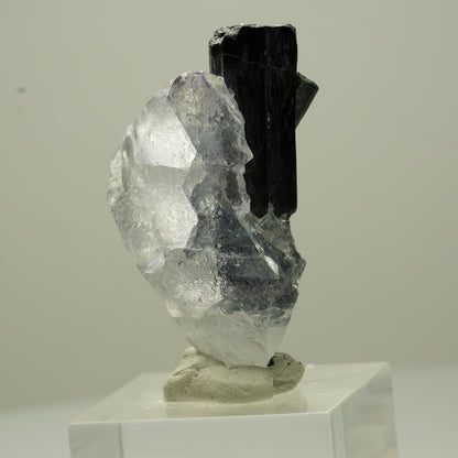 Phantom Fluorit Würfel, Schörl Turmalin, Muskovit Erongo, Namibia 44*21*14mm #13703