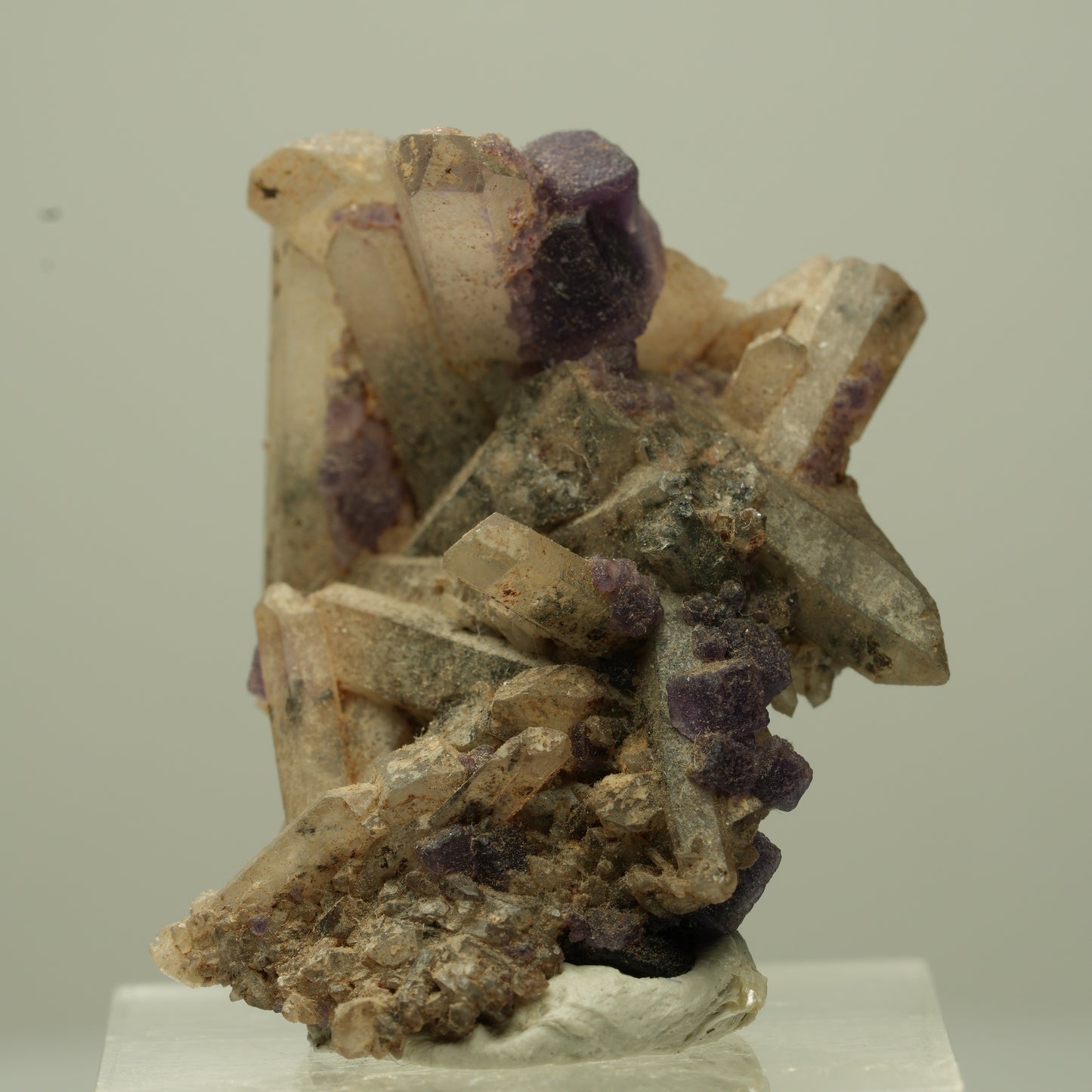 Seltene Phantom Fluorit Würfel, Rauchquarz Stufe Erongo, Namibia 36*27*21mm #13705