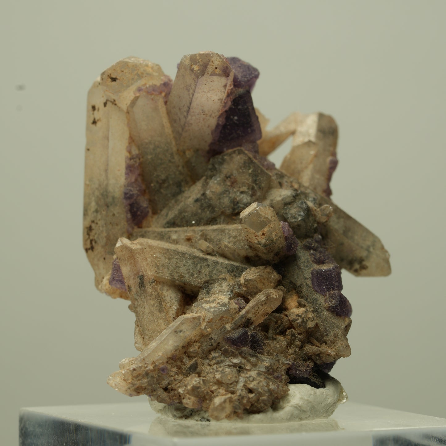 Seltene Phantom Fluorit Würfel, Rauchquarz Stufe Erongo, Namibia 36*27*21mm #13705
