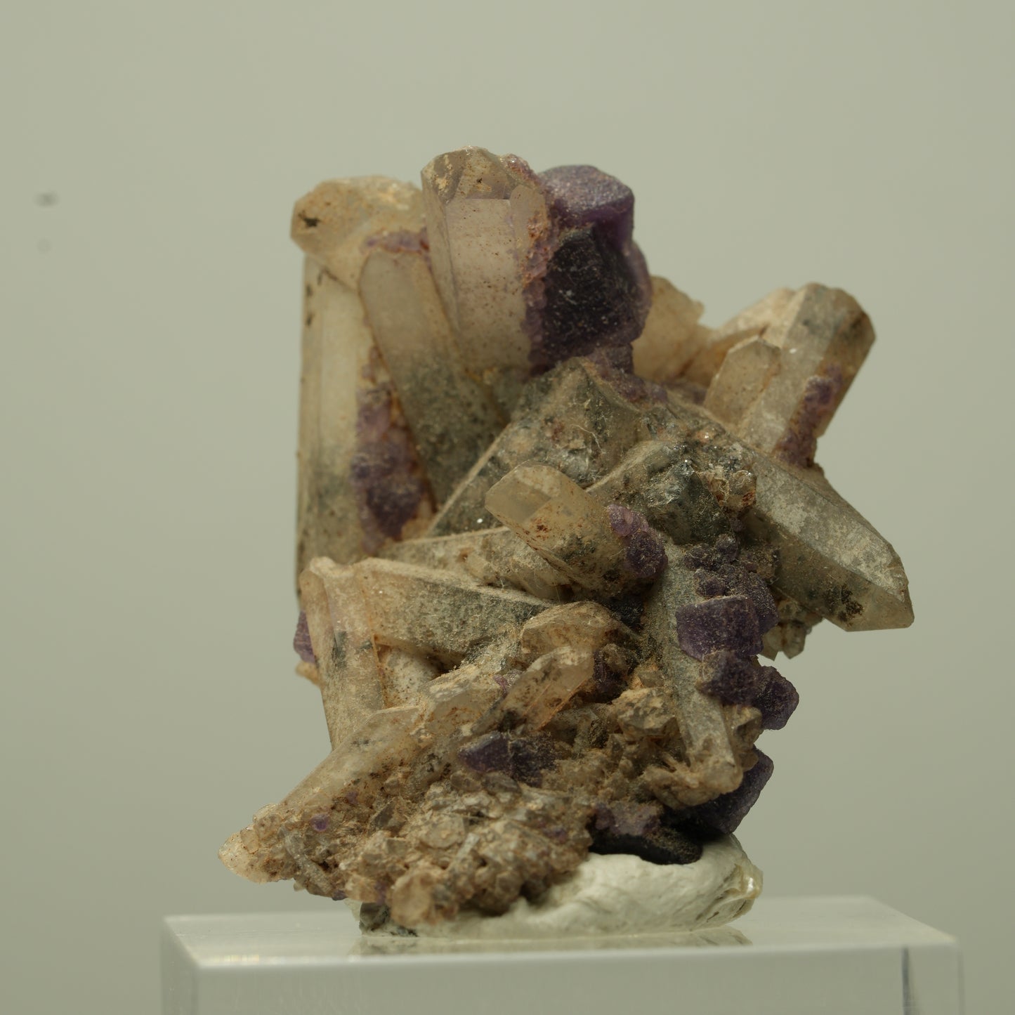 Seltene Phantom Fluorit Würfel, Rauchquarz Stufe Erongo, Namibia 36*27*21mm #13705
