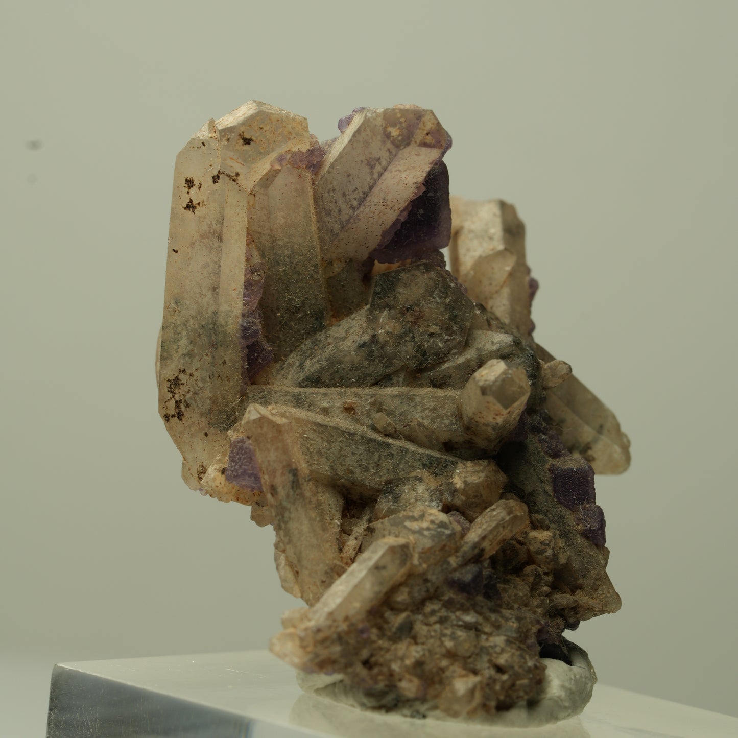 Seltene Phantom Fluorit Würfel, Rauchquarz Stufe Erongo, Namibia 36*27*21mm #13705
