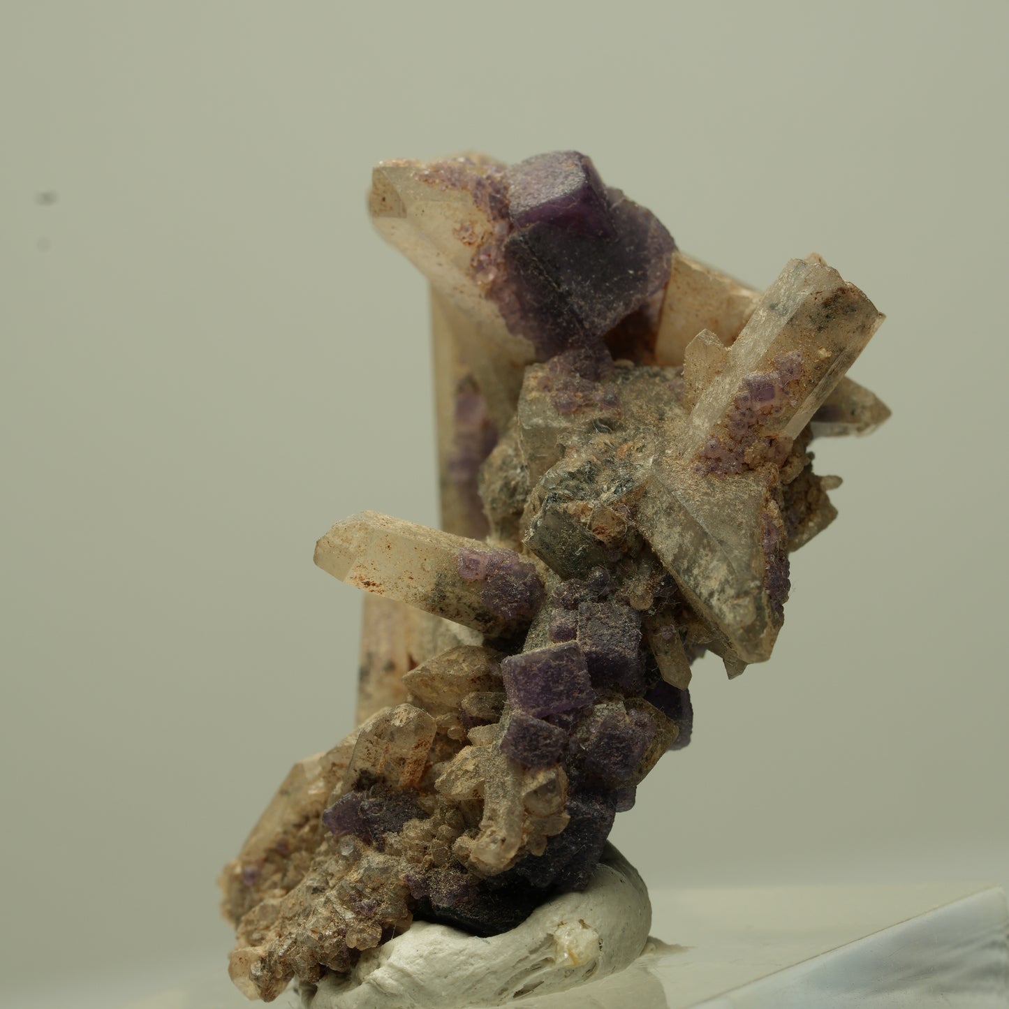 Seltene Phantom Fluorit Würfel, Rauchquarz Stufe Erongo, Namibia 36*27*21mm #13705
