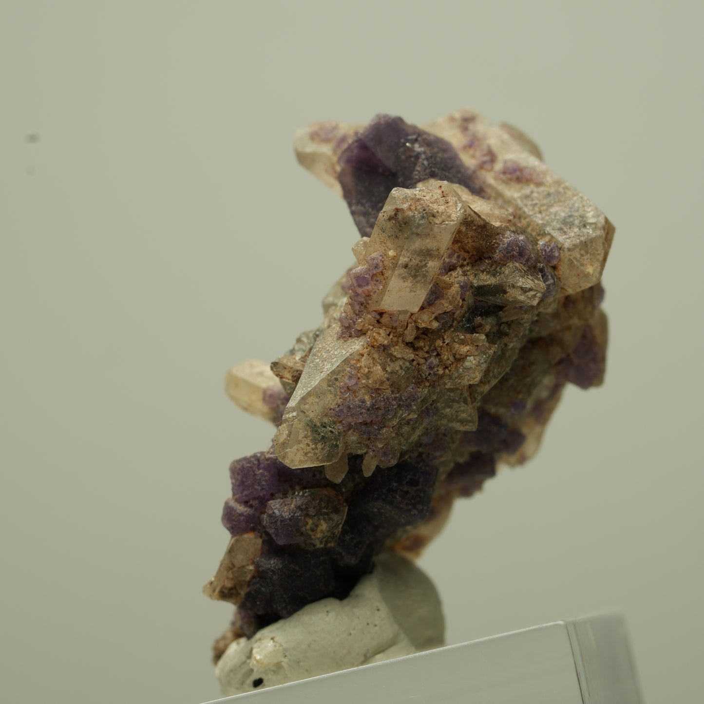 Seltene Phantom Fluorit Würfel, Rauchquarz Stufe Erongo, Namibia 36*27*21mm #13705