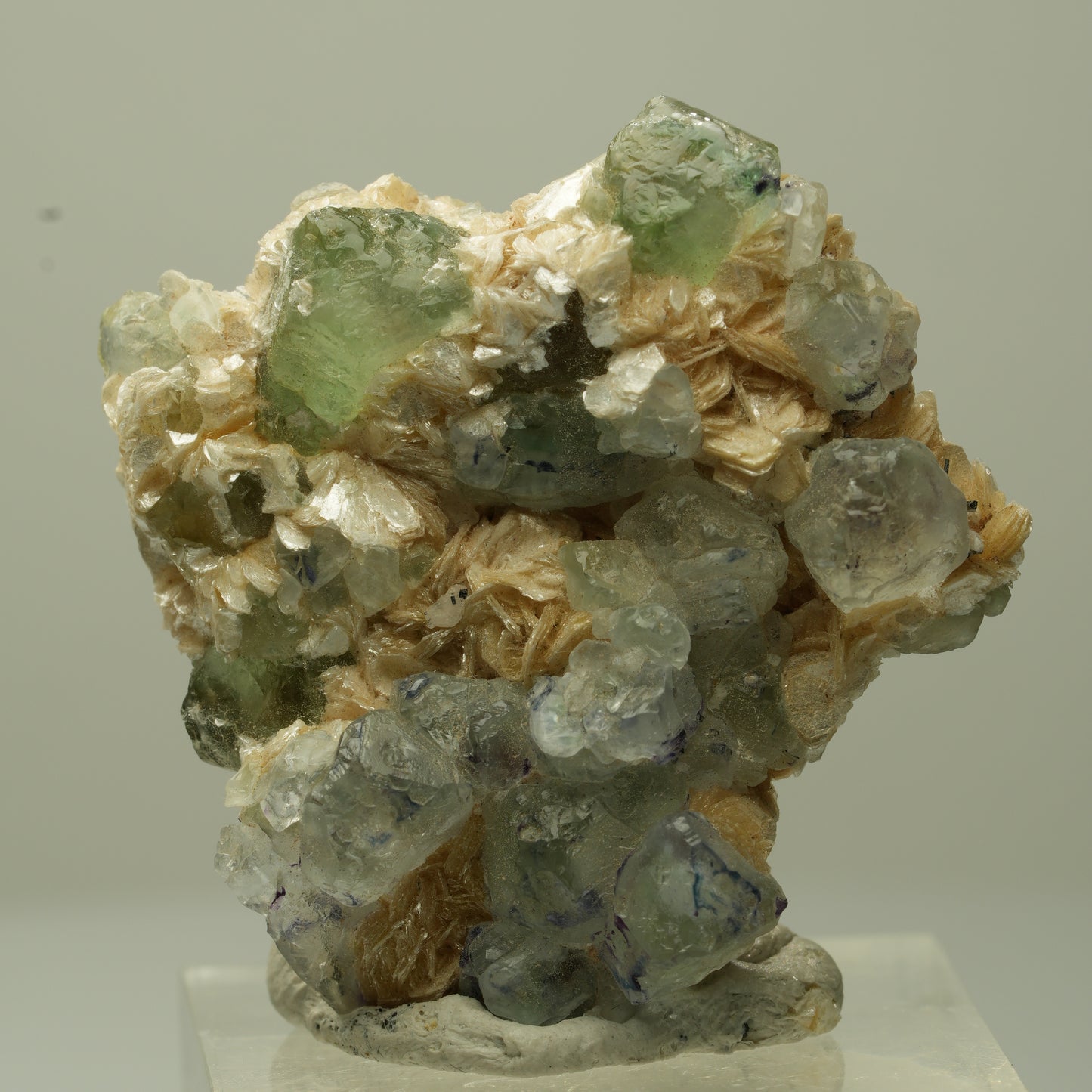 Phantom Fluorit Würfel, Schörl Turmalin, Muskovit Erongo, Namibia 33*32*14mm #13706