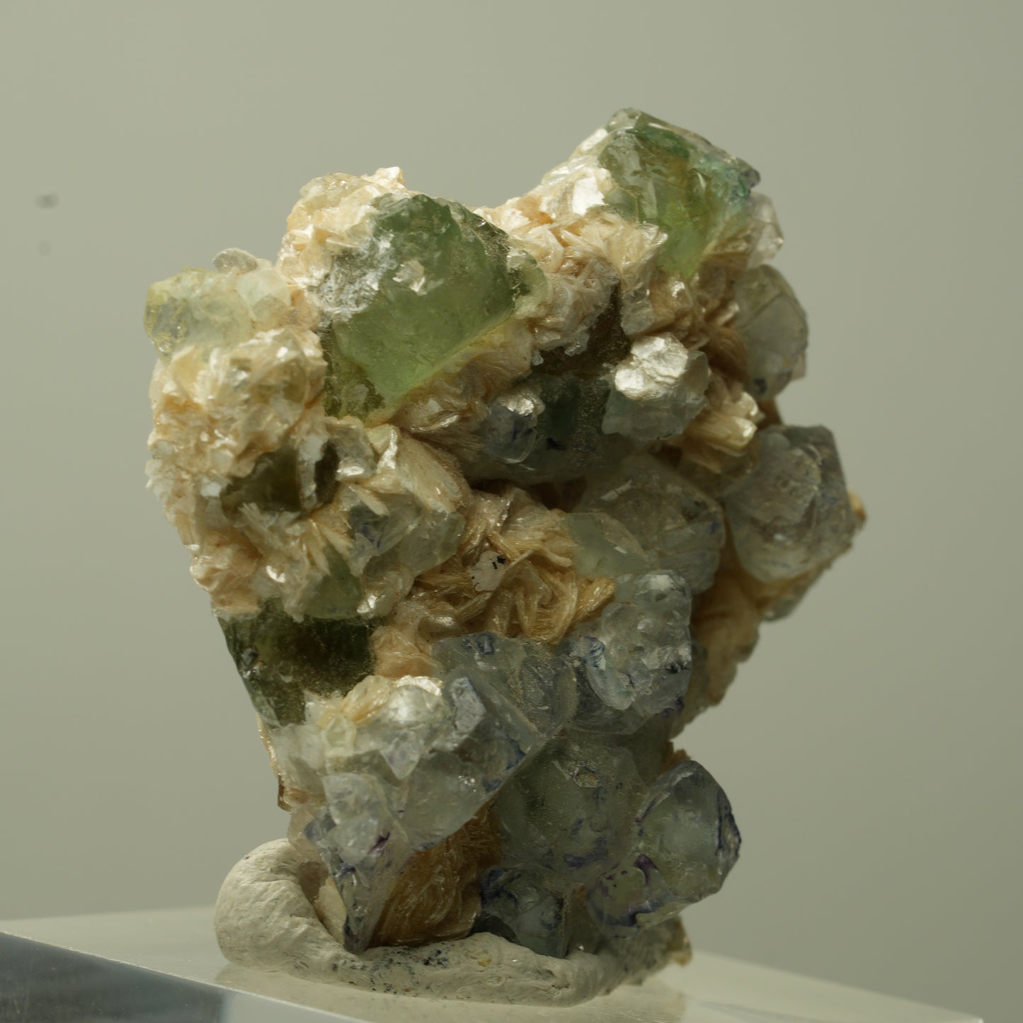 Phantom Fluorit Würfel, Schörl Turmalin, Muskovit Erongo, Namibia 33*32*14mm #13706