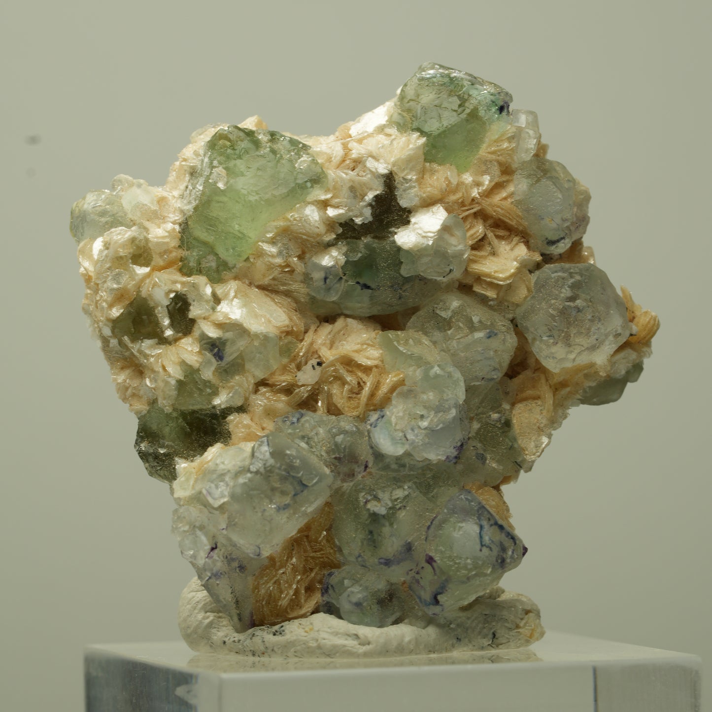 Phantom Fluorit Würfel, Schörl Turmalin, Muskovit Erongo, Namibia 33*32*14mm #13706