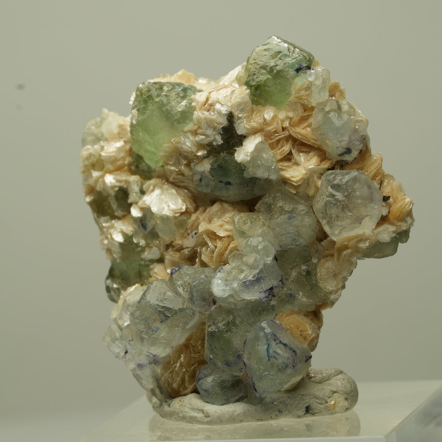 Phantom Fluorit Würfel, Schörl Turmalin, Muskovit Erongo, Namibia 33*32*14mm #13706