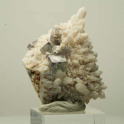 Seltene Phantom Fluorit Würfel, Quarz Stufe Brandberg, Namibia 53*34*25mm #13708