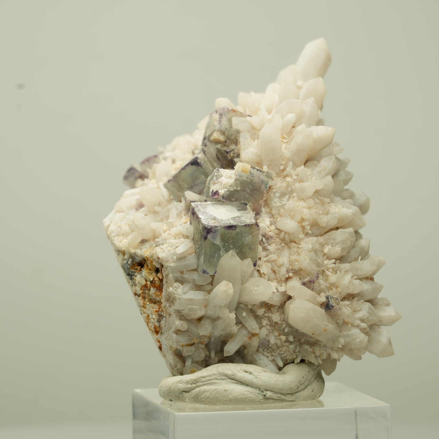 Seltene Phantom Fluorit Würfel, Quarz Stufe Brandberg, Namibia 53*34*25mm #13708