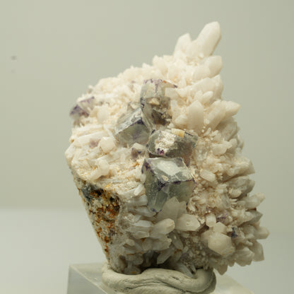 Seltene Phantom Fluorit Würfel, Quarz Stufe Brandberg, Namibia 53*34*25mm #13708