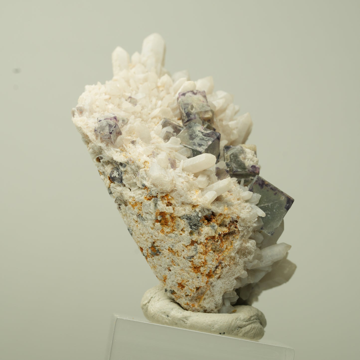 Seltene Phantom Fluorit Würfel, Quarz Stufe Brandberg, Namibia 53*34*25mm #13708