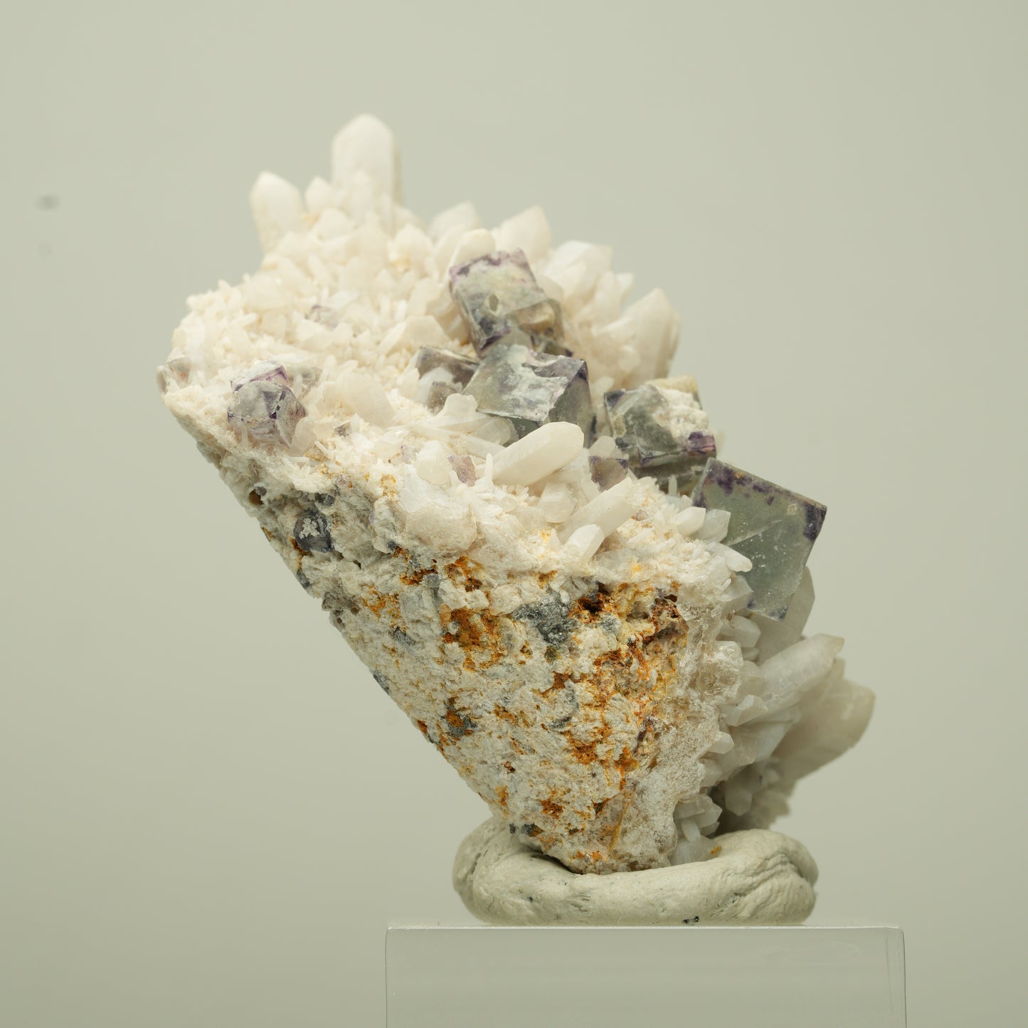Seltene Phantom Fluorit Würfel, Quarz Stufe Brandberg, Namibia 53*34*25mm #13708