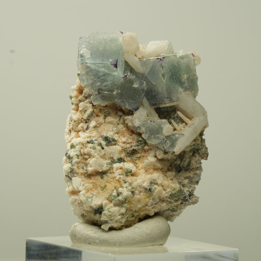 Seltene Phantom Fluorit Würfel, Quarz, Orthoklas Stufe Brandberg, Namibia 40*27*21mm #13710