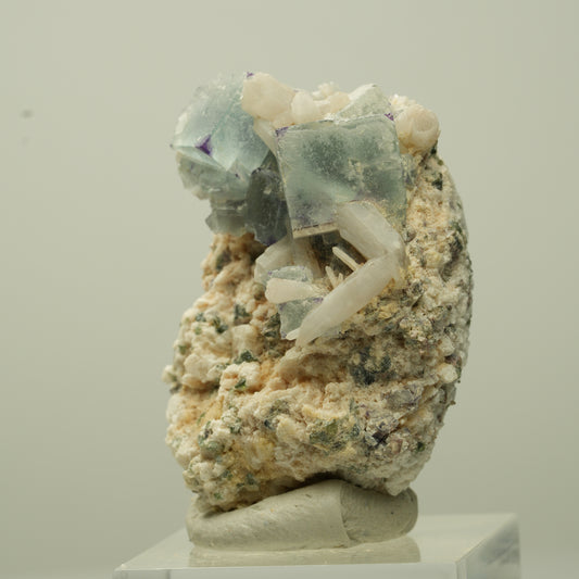 Seltene Phantom Fluorit Würfel, Quarz, Orthoklas Stufe Brandberg, Namibia 40*27*21mm #13710