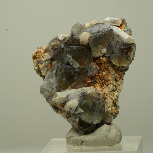 Seltene Phantom Fluorit Würfel, Quarz, Orthoklas Stufe Brandberg, Namibia 39*34*17mm #13711
