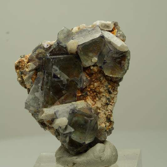 Seltene Phantom Fluorit Würfel, Quarz, Orthoklas Stufe Brandberg, Namibia 39*34*17mm #13711