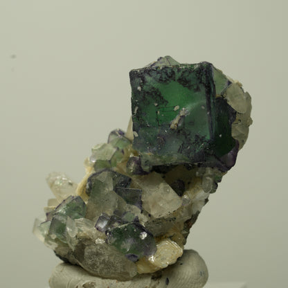 Phantom Fluorit, Schörl Turmalin, Muskovit, Rauchquarz Stufe Erongo, Namibia 35*25*22mm #13714